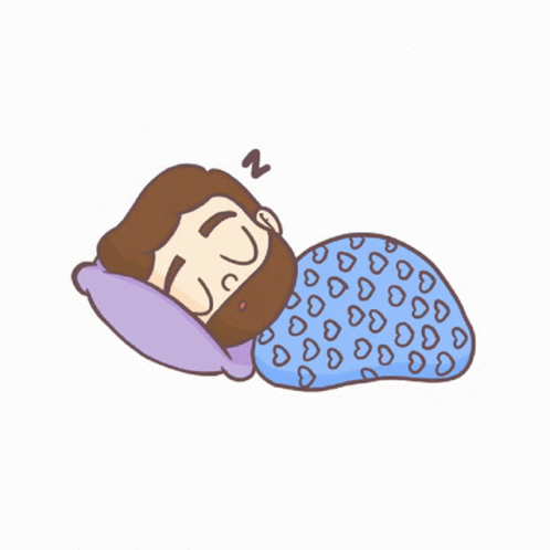 a cartoon character sleeping on top of a pillow