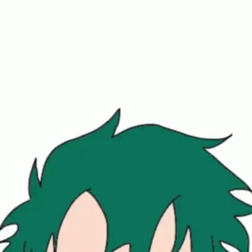 a cartoon character with green hair and two eyes