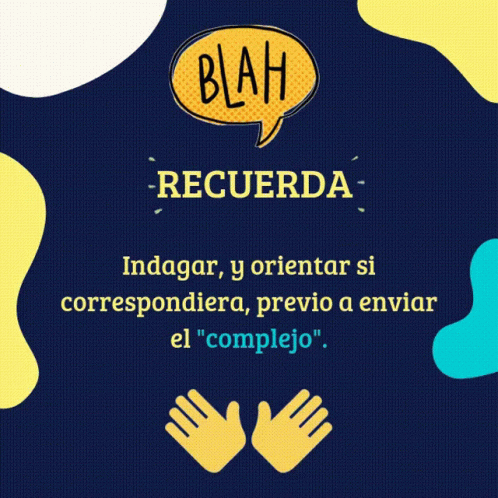 an advertit with spanish language and hand and speech bubble