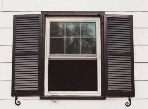 a picture of a house with a black and white window
