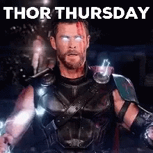 the movie thor and his sword with a poster in the background