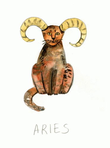 an illustration of a blue cat with long horns
