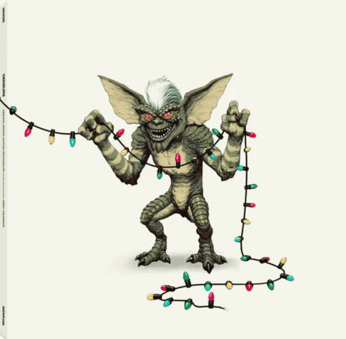 this is an image of a creature holding garland lights