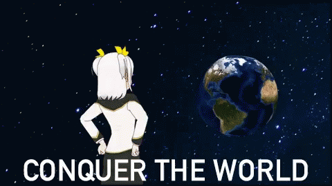 a cartoon man in white pants standing near a planet