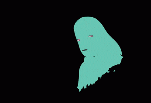 a green face drawn on top of black background
