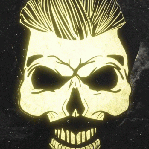 a skull with a mohawk is shown glowing