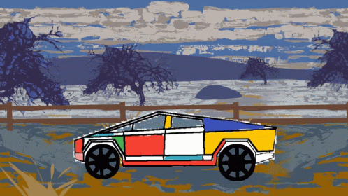 an artistic view of a car designed out of tiles