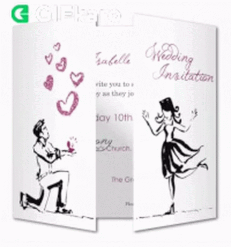 the wedding card is on display in this image