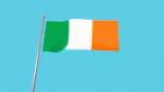 a flag waving in the wind against a yellow background