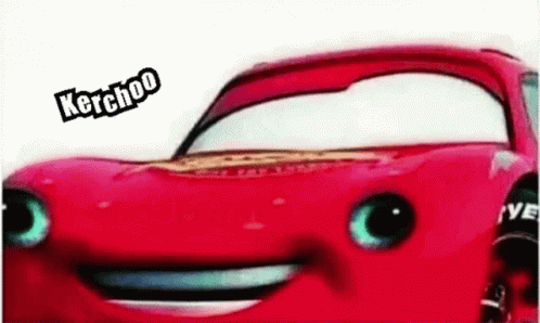a cartoon car with the words, ketchup on it