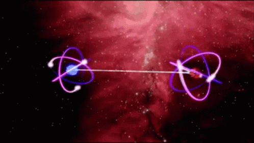 an image of an object with pink lines flying around it