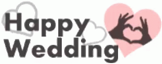 the happy wedding with two hands holding hearts