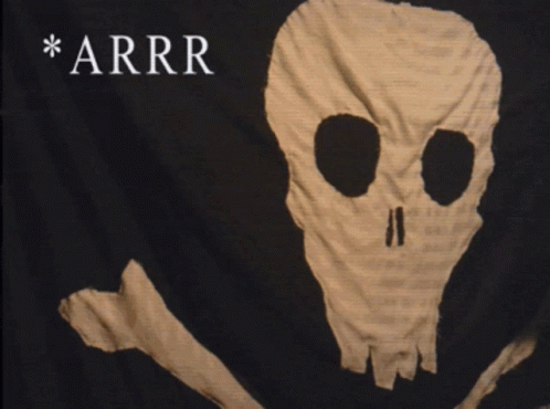 a skull and crossbones flag with the word arrr printed on it