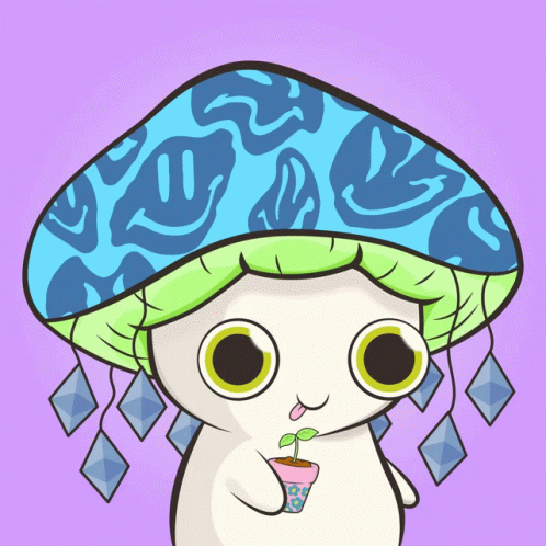 a cartoon cat with a jelly hat holding a drink