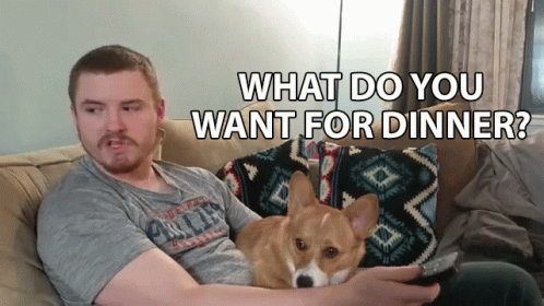 a man holding a dog on his couch in front of him
