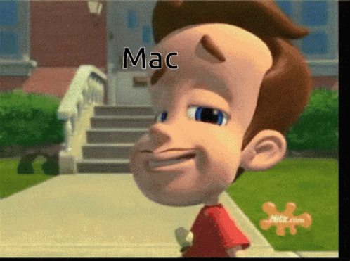 a cartoon face on a street that says mac