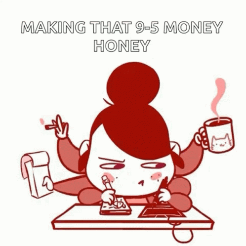 a lady holding a cup with the word making that 5 - money money on it