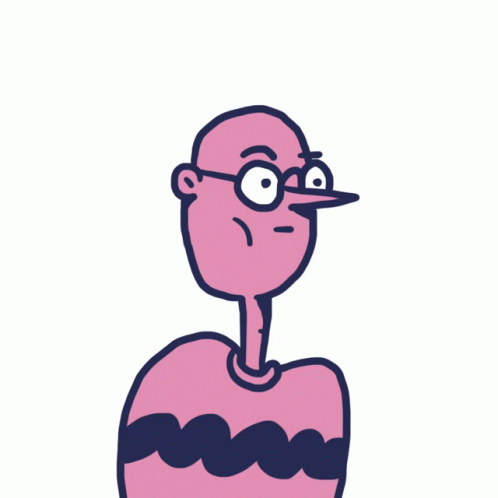 a cartoon character, with glasses and a mustache
