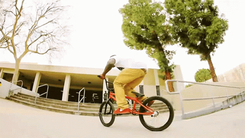 a man is doing tricks on his bike