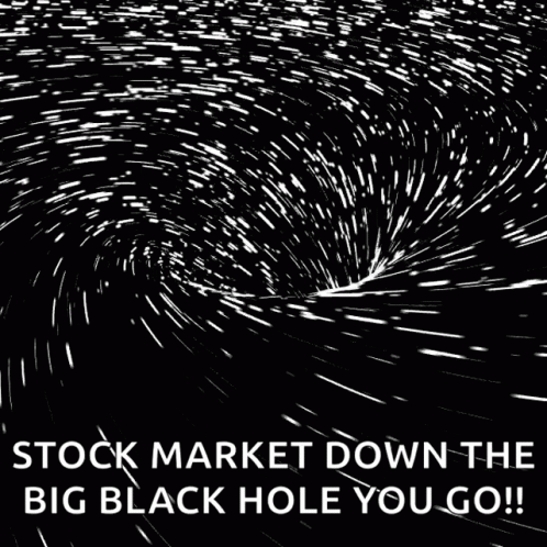 the text says, what is stock market down the middle and where is big black hole you