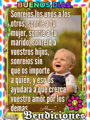 a card with a baby smiling with spanish text