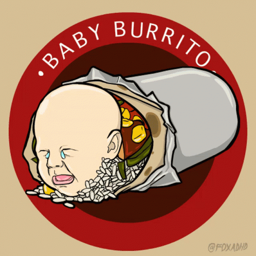 a sticker that says baby burrito in it