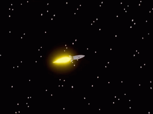 an animation of an object flying through space
