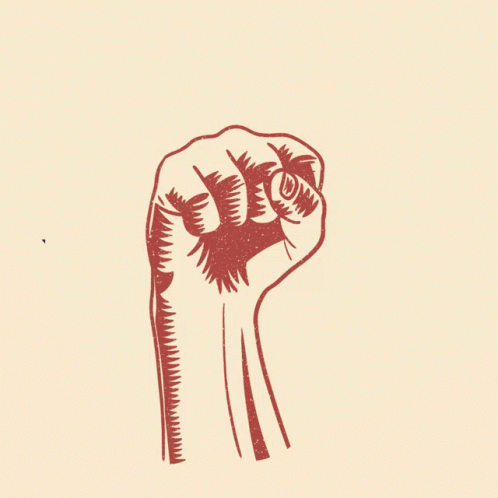 a drawing of a hand with a fist up