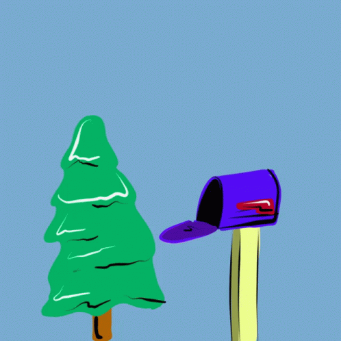 an illustration of a box of mail next to a tree