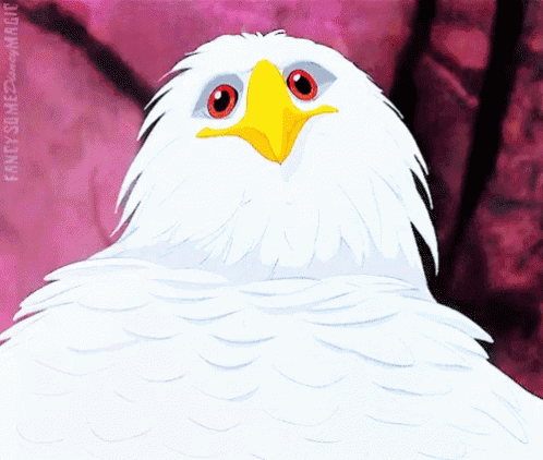 a painting of a bird has blue eyes
