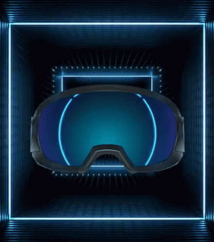 goggles in a square neon light box