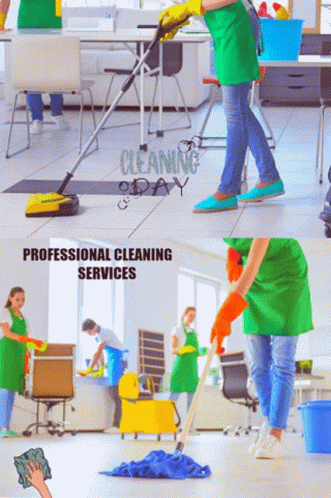 four images show different woman cleaning