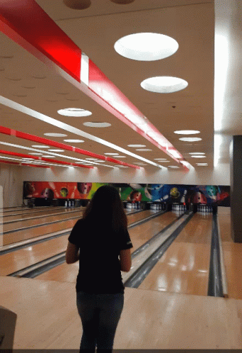 the bowling alley in a shopping mall looks like it is going down