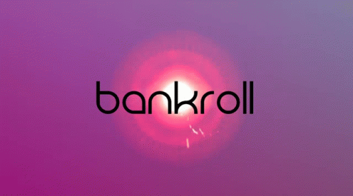 the word bankroll sits above a blue and purple background