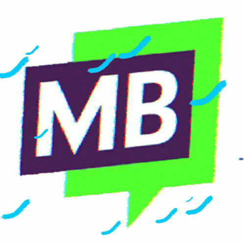 the m b logo is shown on a white background