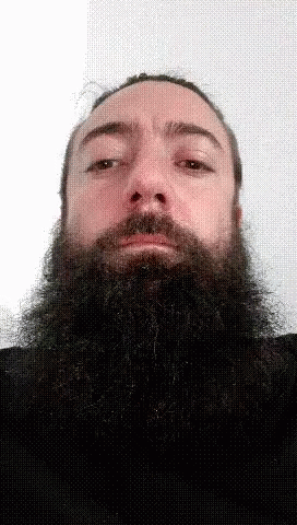 a close up of a person with a long beard