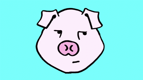 a pig drawn on the side of a yellow background