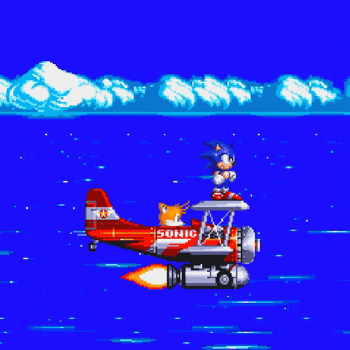 a video game with mario and sonic in the air