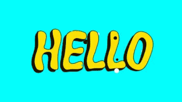 the word hello written in blue and yellow