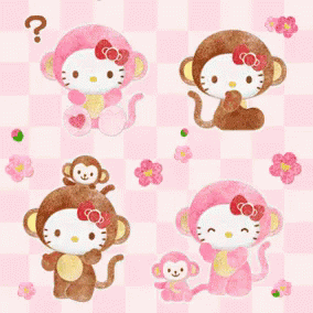 watercolor monkey and monkey are featured in a purple checkerboard background