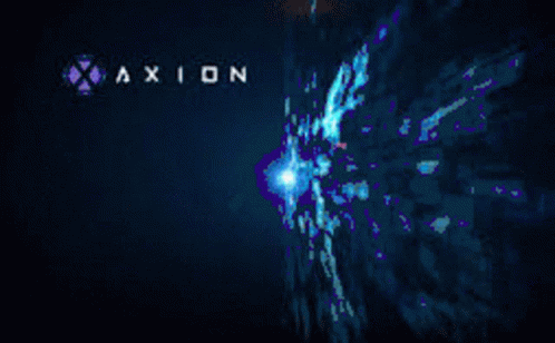 the axion logo is displayed in dark, blurred image