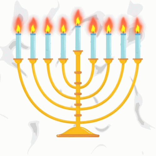 a very tall blue hanukra with several candles