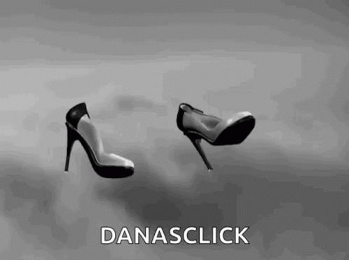 two different sizes of shoes and a word that reads, click