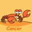 a cartoon character is kneeling down with a big blue crab in his hand
