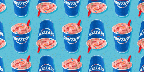 a background pattern with different cups of ice cream and straws