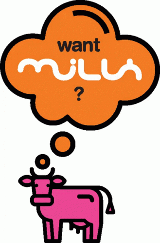a cartoon cow is dreaming with a thought bubble that says want multi?