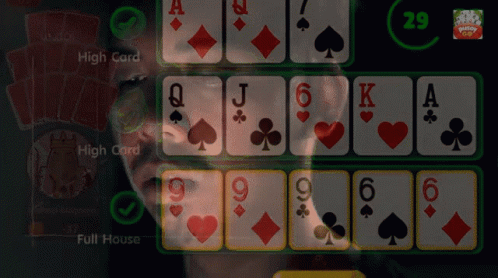 an ace playing cards game being projected by computer