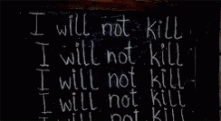 a handwritten message on a blackboard is shown