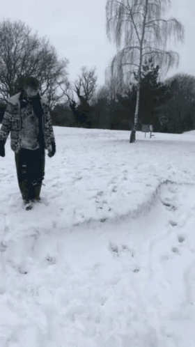 three people walking in the snow near trees
