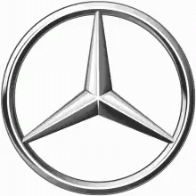 a mercedes logo in silver color